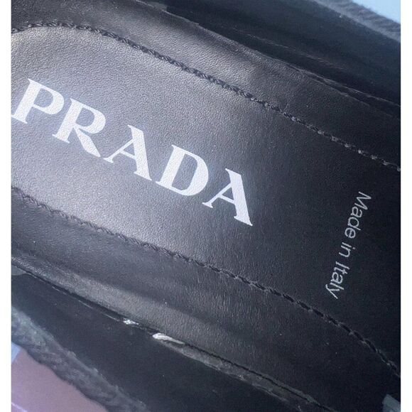 Authentic PRADA Cassetta Wheels Black 'Prada' Logo Platform Sneakers Size EU38 - Picture 10 of 16